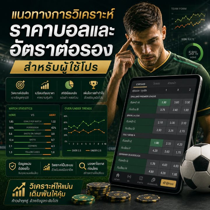 แนวทางการวิเคราะห์ราคาบอลและอัตราต่อรองสำหรับผู้ใช้โปร